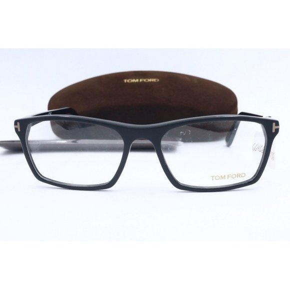 New Authentic Tom Ford TF 5295 002 Black Square Eyeglasses Clear Lenses 56mm